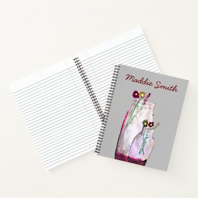 Carnet Fleurs sauvages d'aquarelle Whimsical en vase (Intérieur)