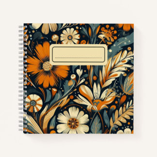 Carnet Fleurs sauvages et oiseaux oranges géants dans l'a