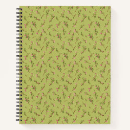 Carnet Fleurs sauvages florales jetées sur fond vert char