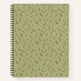 Carnet Fleurs sauvages jetées sur fond vert pistache