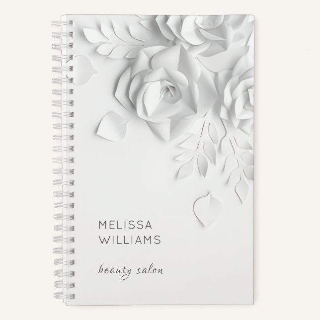 Carnet Fleurs simples blanches en 3D (Recto)