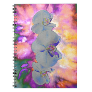 Carnet Fleurs tropicales d'orchidées à l'aquarelle abstra