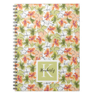 Carnet Fleurs tropicales et art linéaire Monogrammé