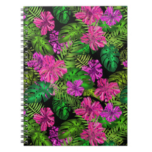 Carnet Fleurs tropicales et plantes en noir