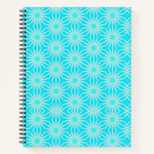 Carnet Fleurs turquoise, aigue-marine et grises avec du c