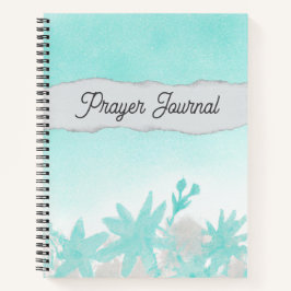 Carnet Fleurs turquoise et prière en papier déchiré
