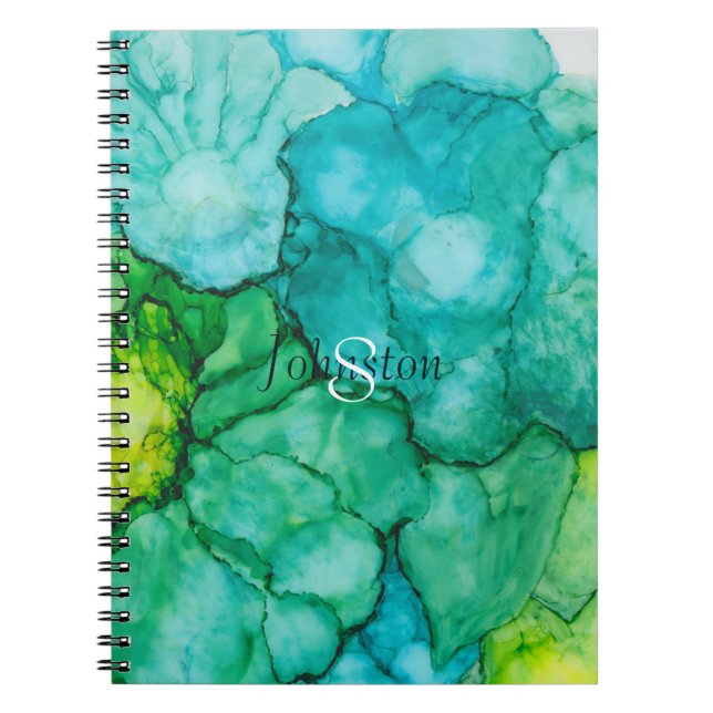Carnet "Fleurs Vert Bleu" Personnaliser (Devant)