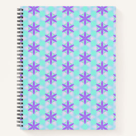 Carnet Fleurs violettes avec Aquamarine et Pétales Roses