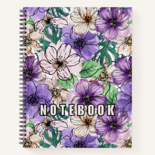 Carnet Fleurs violettes et roses