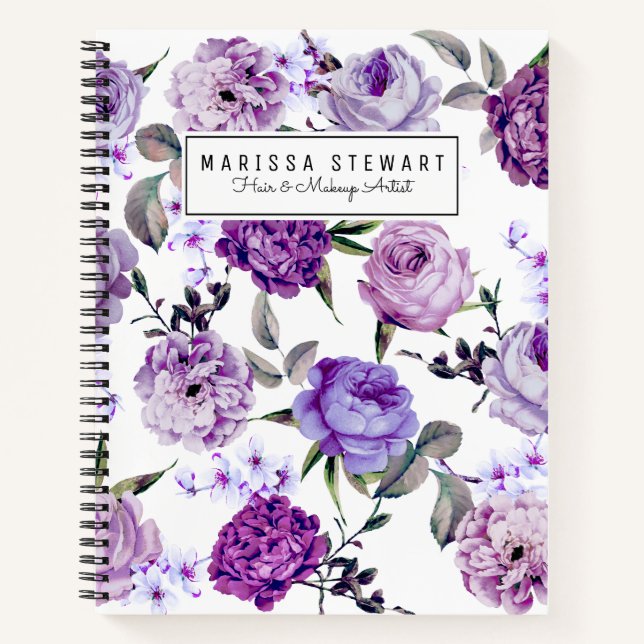 Carnet Fleurs violettes violettes Lilac Violet Élégantes (Devant)
