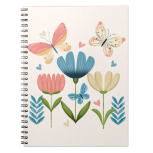 Carnet Fleurs Whimsical et papillons