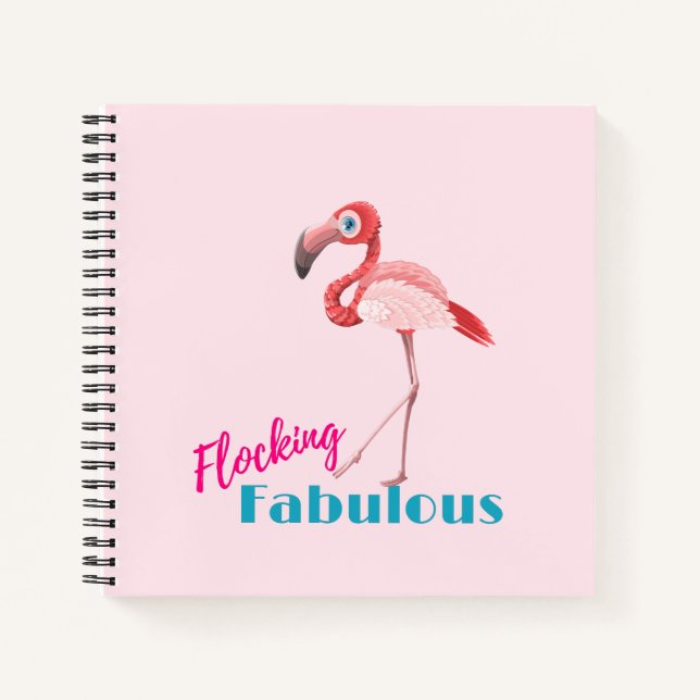 Carnet Flocking Fabulous Typography avec Flamant rose ros (Devant)