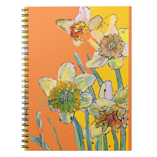 Carnet floral aquarelle orange jonquille (Devant)