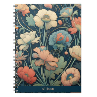 Carnet Floral bleu marine