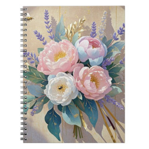 Carnet Floral Bouquet peonys lavande
