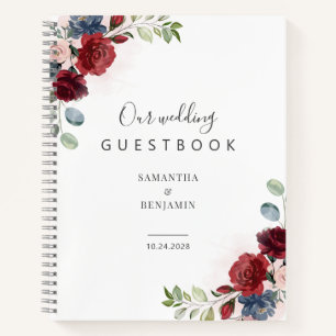 Carnet Floral Bourgogne Aquarelle Mariage de automne livr