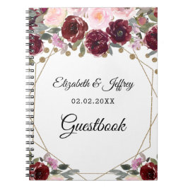 Carnet Floral Bourgogne Parties scintillant or Mariage gé