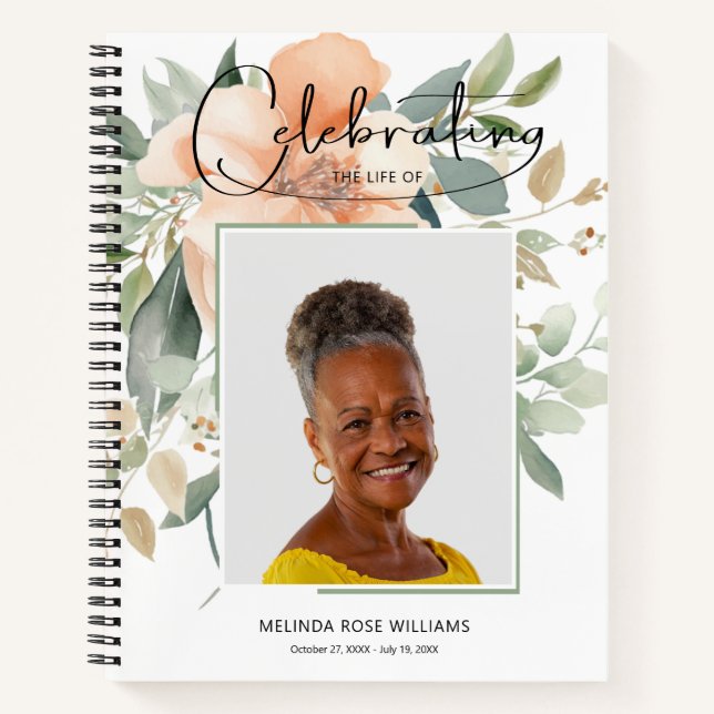 Carnet Floral Celebration of Life Funeral Guest Book (Devant)