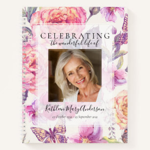 Carnet Floral Celebration of Life Funeral Guest Book