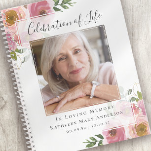 Carnet Floral Celebration of Life Funeral Guest Book