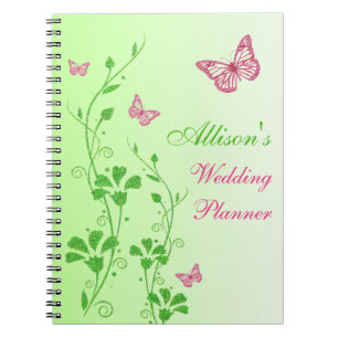 Carnet floral de papillon rose