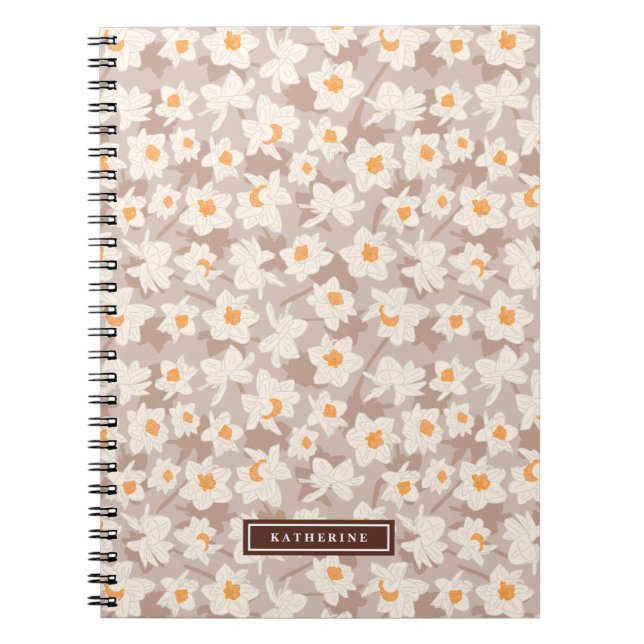Carnet Floral de printemps fleurs de jonquilles | Brown p (Devant)