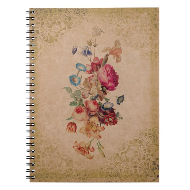 Carnet floral de rose assez victorien de cru (Devant)