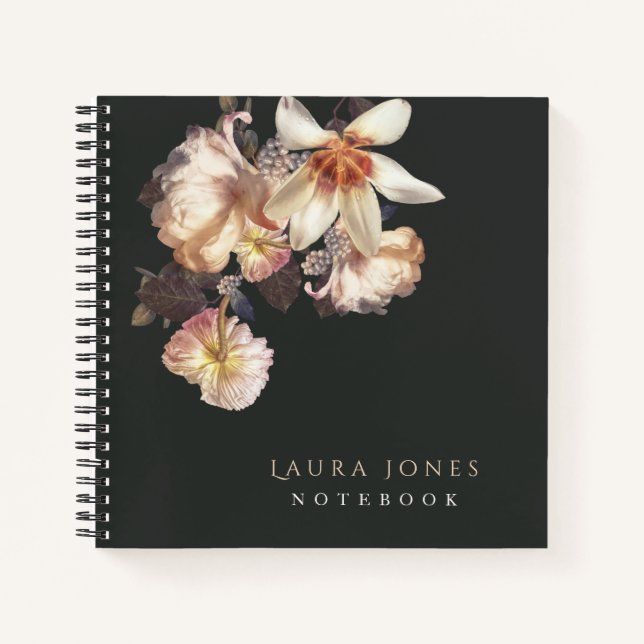 Carnet floral d'élégance foncée (Devant)