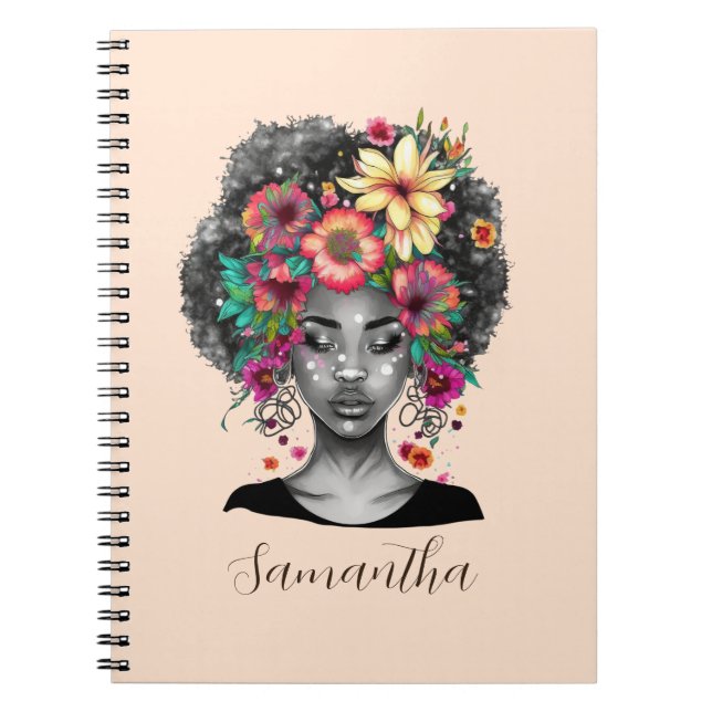 Carnet Floral Elegant Afro Femme (Devant)