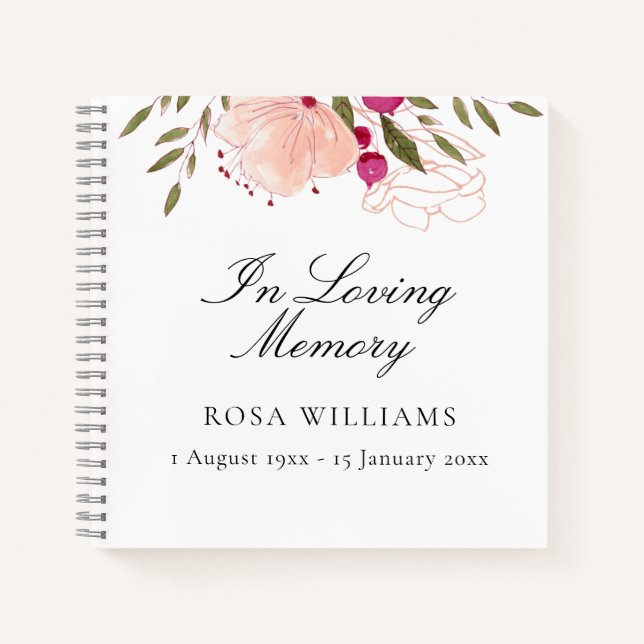 Carnet Floral Élégant En Mémoire Amoureuse Funérailles Li (Devant)