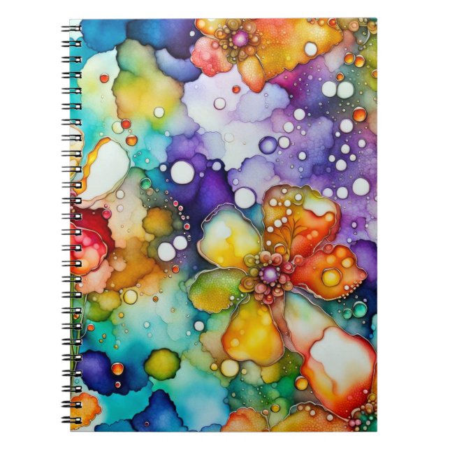 Carnet Floral et bulles Abstraites (Devant)