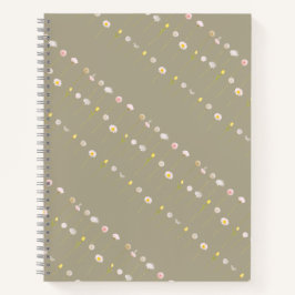 Carnet Floral - Fleurs Pastel Vert Olive