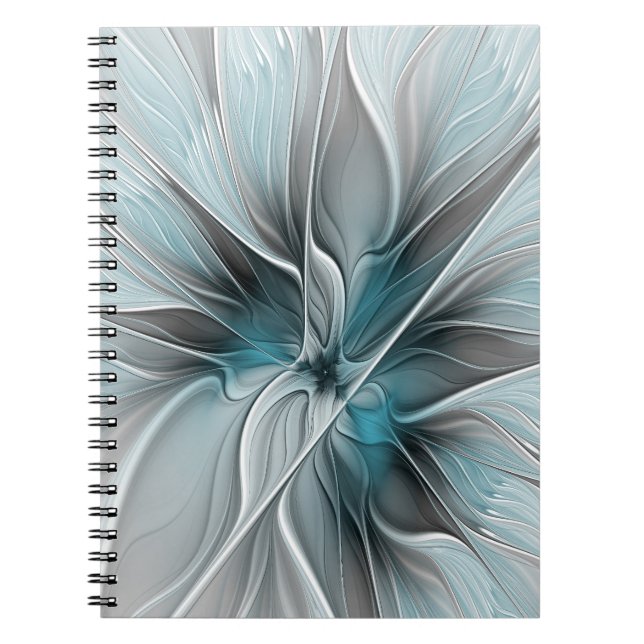Carnet Floral Fractal Modern Abstract Flower Blue Gray (Devant)