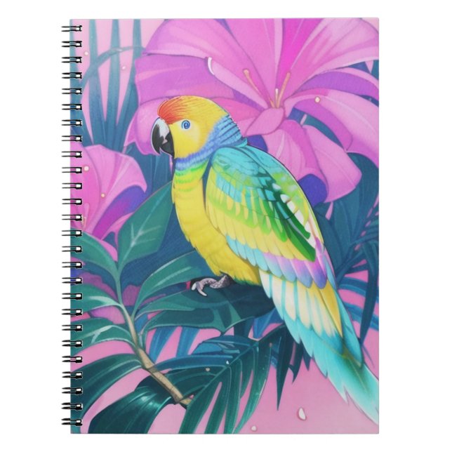 Carnet Floral/hawaïen/tropical/perroquet (Devant)
