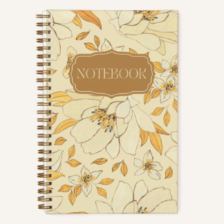 Carnet Floral Jaune avec Fleurs et Feuilles