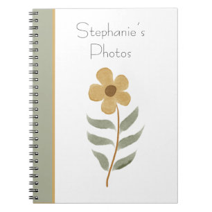 Carnet Floral Jaune Votre Nom Aquarelle Photo