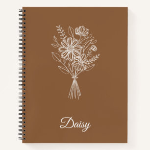 Carnet Floral Minimaliste – Nom Personnalisé