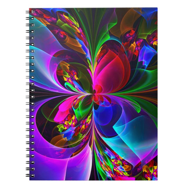 Carnet Floral moderne Art Abstrait Rouge Bleu Motif #12 (Devant)