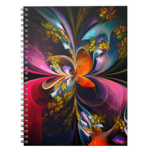 Carnet Floral moderne Art Abstrait Rouge Bleu Motif #13