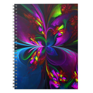 Carnet Floral moderne Art Abstrait Rouge Bleu Motif #15