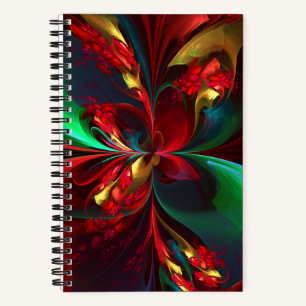 Carnet Floral moderne Art Abstrait Rouge Vert Motif #11