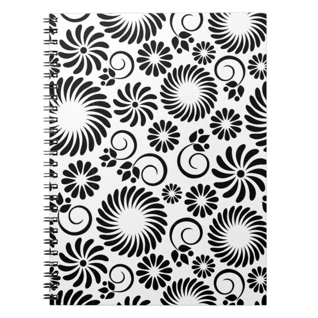 carnet floral noir et blanc (Devant)