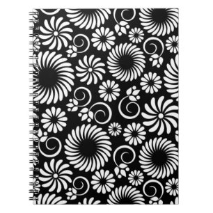 carnet floral noir et blanc