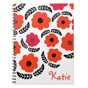Carnet Floral orange et rouge