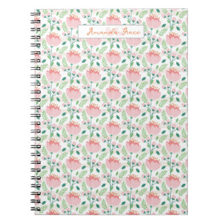 Carnet Floral patterned planner in pink and orange