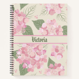 Carnet floral personnalisé à l'hydrangea rose