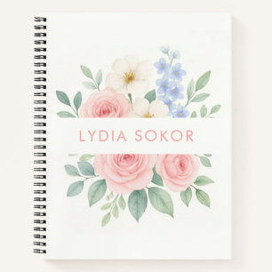 Carnet floral personnalisé avec nom