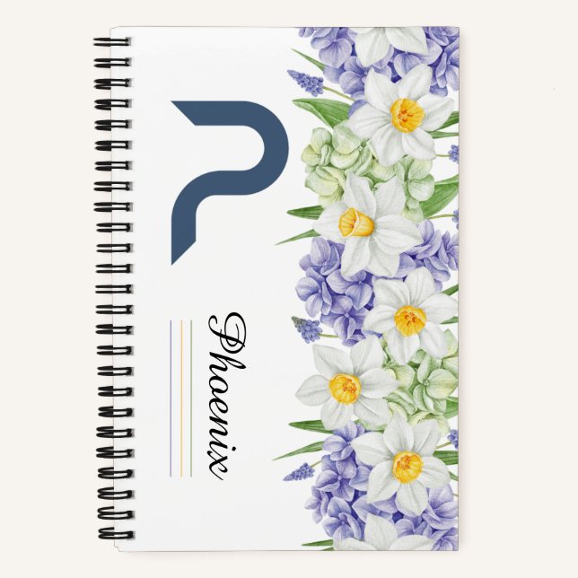 Carnet floral personnalisé avec P initial (Recto)
