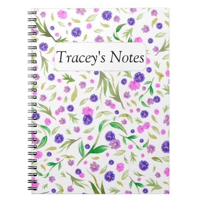Carnet floral personnalisé - Cadeau personnalisé p (Devant)