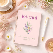 Floral positive affirmation notebook
